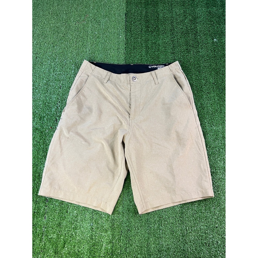 Volcom Surf & Turf Hybrid Shorts Mens 32 Tan Khaki 4-Way Stretch Boardshorts